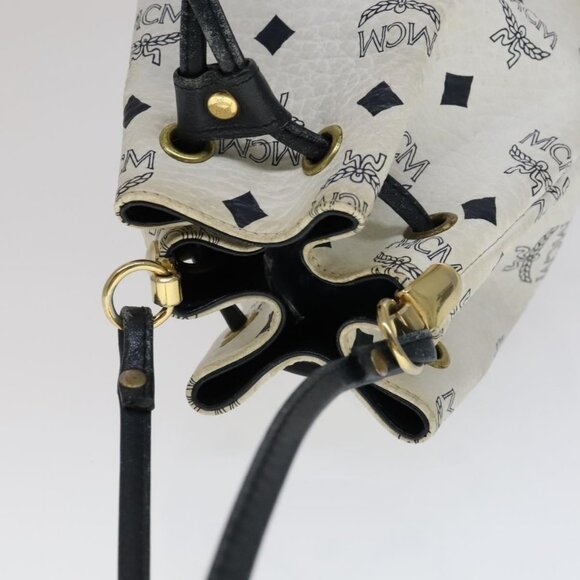 Authentic MCM Vicetos Logogram Shoulder Bag PVC Leather White - Picture 13 of 16